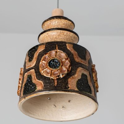 Brown Ceramic Pendant Light from Axella, Denmark, 1970s-VDW-1721200