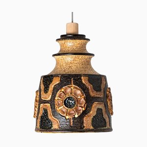 Brown Ceramic Pendant Light from Axella, Denmark, 1970s-VDW-1721200