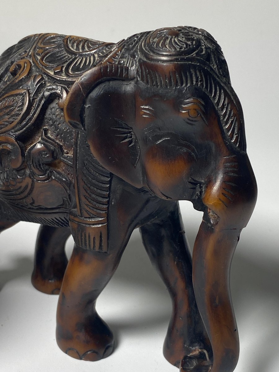 Brown Color Ceramic Elephants Sculptures, France, 1970s, Set of 2