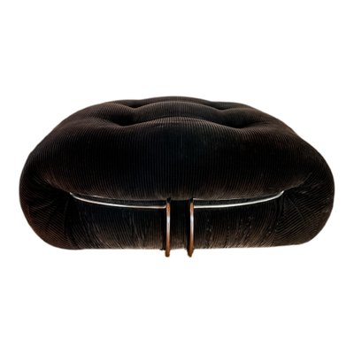 Brown Corduroy Soriana Armchair & Pouf by Afra & Tobia Scarpa for Cassina, 1972, Set of 2