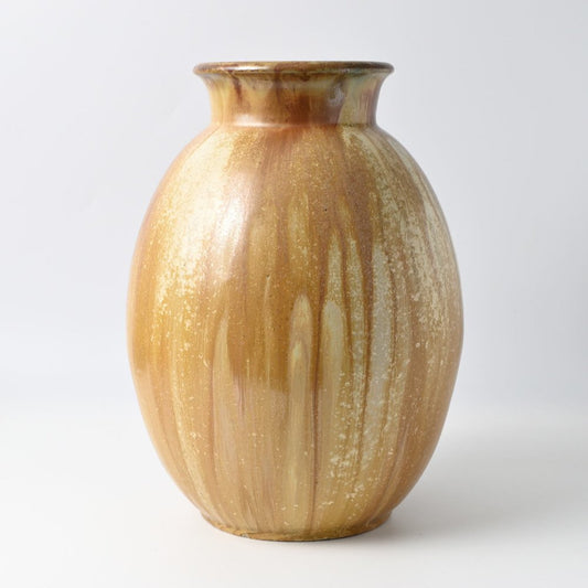 Brown Drip Glaze Stoneware Vase by Roger Guerin for Gerard Muller, 1930s