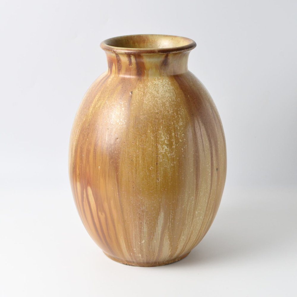 Brown Drip Glaze Stoneware Vase by Roger Guerin for Gerard Muller, 1930s