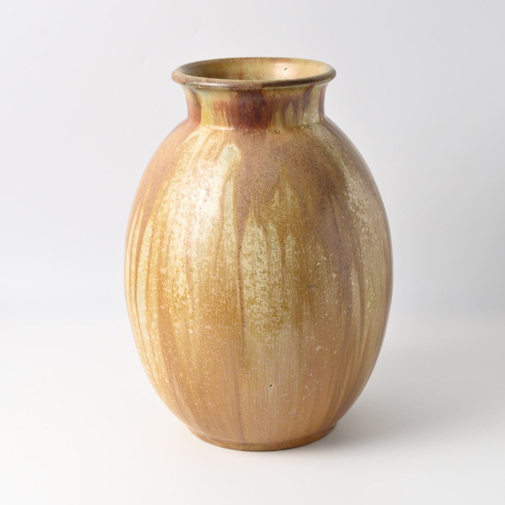 Brown Drip Glaze Stoneware Vase by Roger Guerin for Gerard Muller, 1930s