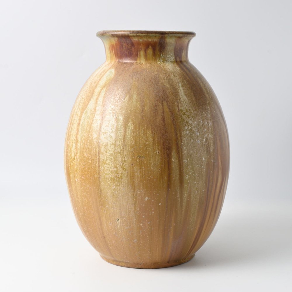 Brown Drip Glaze Stoneware Vase by Roger Guerin for Gerard Muller, 1930s