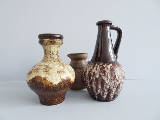 Brown Fat Lava Glaze Vase with Handles from Bay Keramik, 1970s-BLG-703344