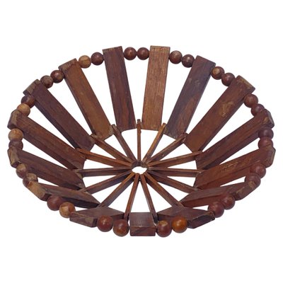 Brown Fruit Bowl in Wood, France, 1970s-UR-1315557