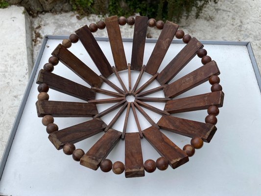 Brown Fruit Bowl in Wood, France, 1970s-UR-1315557