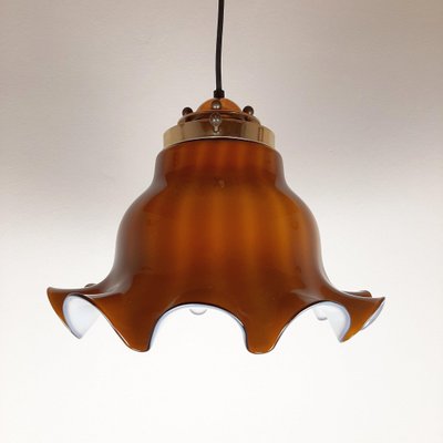 Brown Glass Pendant Lamp, 1970s-WQC-842060