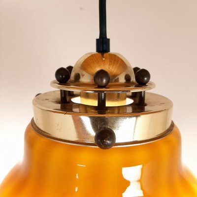 Brown Glass Pendant Lamp, 1970s-WQC-842060