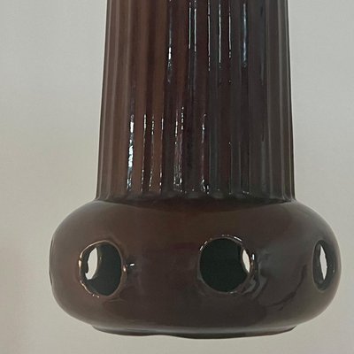 Brown Glazed Ceramic Pendant Lights, Germany, 1970s, Set of 3-VDW-1784695