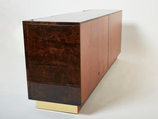 Brown Goatskin Parchment Brass Sideboard by Aldo Tura, 1960s-YJA-1360439