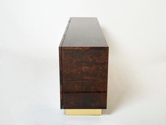 Brown Goatskin Parchment Brass Sideboard by Aldo Tura, 1960s-YJA-1360439