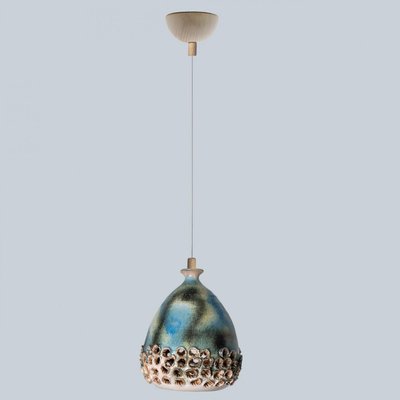 Brown Green Ceramic Pendant Light, Denmark, 1970-VDW-2028618