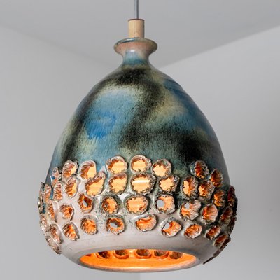 Brown Green Ceramic Pendant Light, Denmark, 1970-VDW-2028618