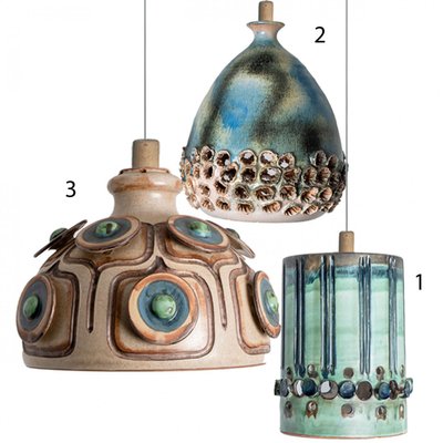 Brown Green Ceramic Pendant Light, Denmark, 1970-VDW-2028618