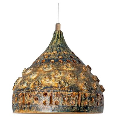 Brown Green Ceramic Pendant Light, Denmark, 1970-VDW-1756145