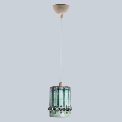 Brown Green Ceramic Pendant Light, Denmark, 1970-VDW-2028618