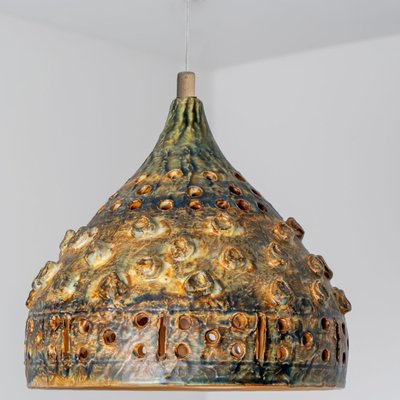 Brown Green Ceramic Pendant Light, Denmark, 1970-VDW-1756145