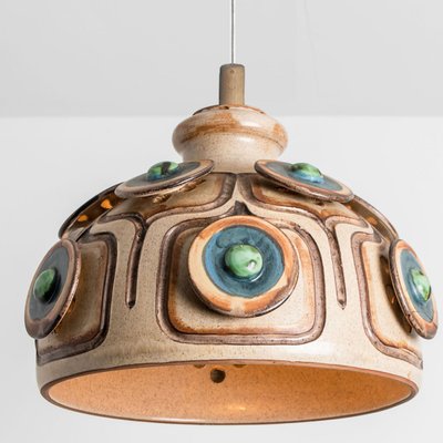 Brown Green Ceramic Pendant Light, Denmark, 1970-VDW-2028618