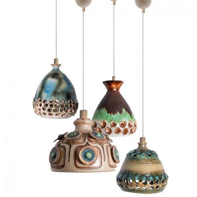 Brown Green Ceramic Pendant Light, Denmark, 1970-VDW-2028618