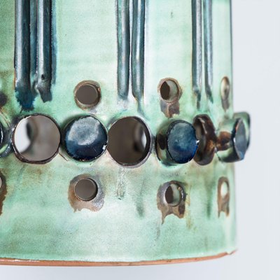 Brown Green Ceramic Pendant Light, Denmark, 1970-VDW-2028618