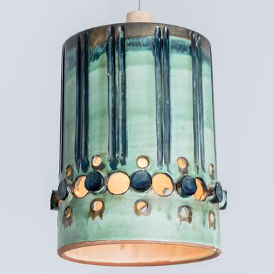 Brown Green Ceramic Pendant Light, Denmark, 1970-VDW-2028618