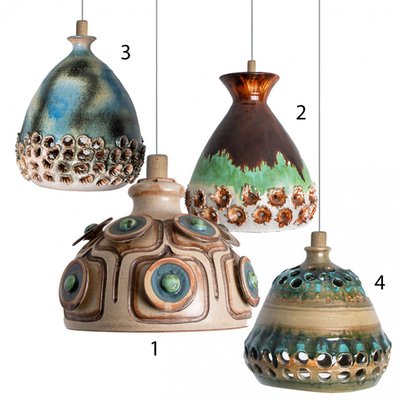 Brown Green Ceramic Pendant Light, Denmark, 1970-VDW-2028618