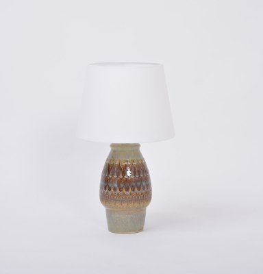 Brown Handmade Danish Stoneware Table Lamp from Søholm, 1970s-FN-883651