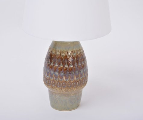 Brown Handmade Danish Stoneware Table Lamp from Søholm, 1970s-FN-883651