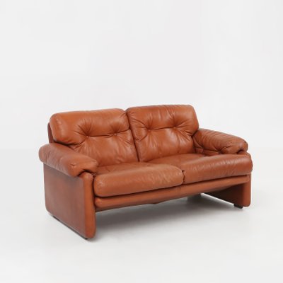 Brown Leather 2-Seater Sofa Coronado by Tobia Scarpa for B&b Italia, Italy, 1960s-YSY-1954772