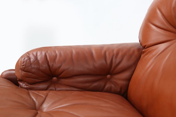 Brown Leather 2-Seater Sofa Coronado by Tobia Scarpa for B&b Italia, Italy, 1960s-YSY-1954772