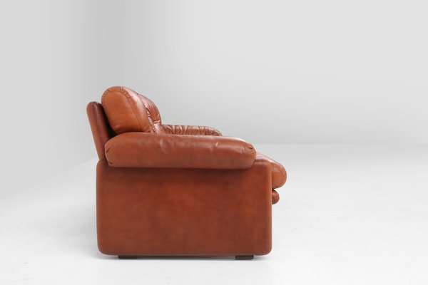 Brown Leather 2-Seater Sofa Coronado by Tobia Scarpa for B&b Italia, Italy, 1960s-YSY-1954772