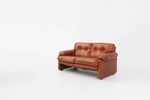 Brown Leather 2-Seater Sofa Coronado by Tobia Scarpa for B&b Italia, Italy, 1960s-YSY-1954772