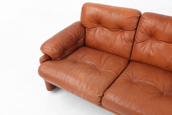 Brown Leather 2-Seater Sofa Coronado by Tobia Scarpa for B&b Italia, Italy, 1960s-YSY-1954772