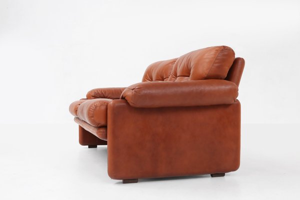 Brown Leather 2-Seater Sofa Coronado by Tobia Scarpa for B&b Italia, Italy, 1960s-YSY-1954772