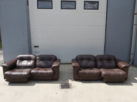 Brown Leather 2-Seater Sofas from de Sede, 1983, Set of 2-WBX-672670