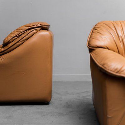 Brown Leather Armchairs, 1960s, Set of 2-ZLY-1323931