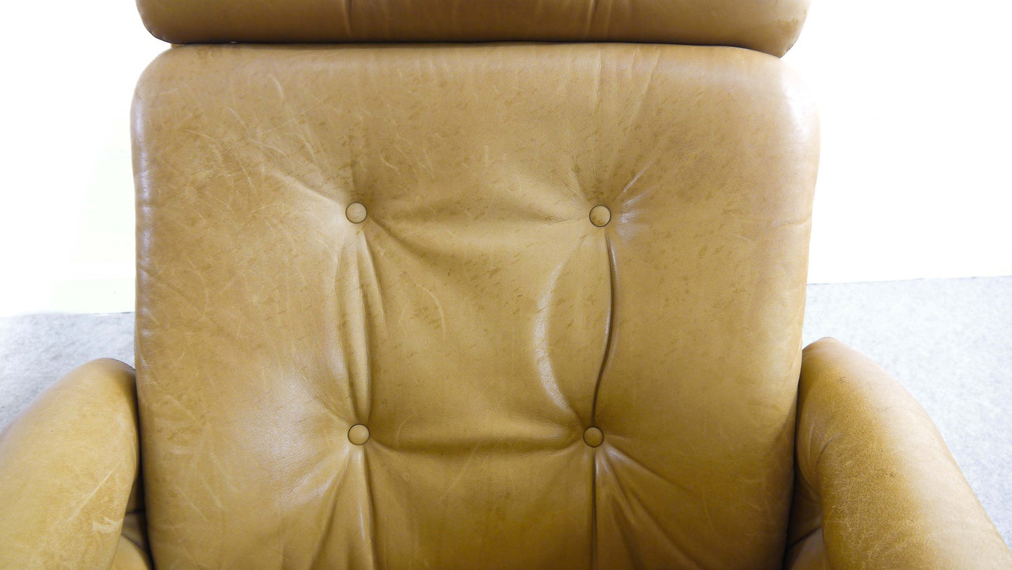 Brown Leather Armchairs by Elsa & Nordahl Solheim for Rybo Rykken & Co, 1970s, Set of 2