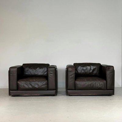 Brown Leather Armchairs from Durlet, Belgium, Set of 2-GNW-1820461