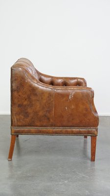 Brown Leather Chesterfield Armchair-HPP-2035263