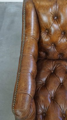 Brown Leather Chesterfield Armchair-HPP-2035263