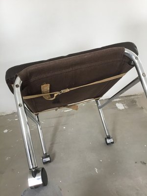 Brown Leather & Chrome Footstool by Noboru Nakamura for IKEA, 1970s-SU-745893