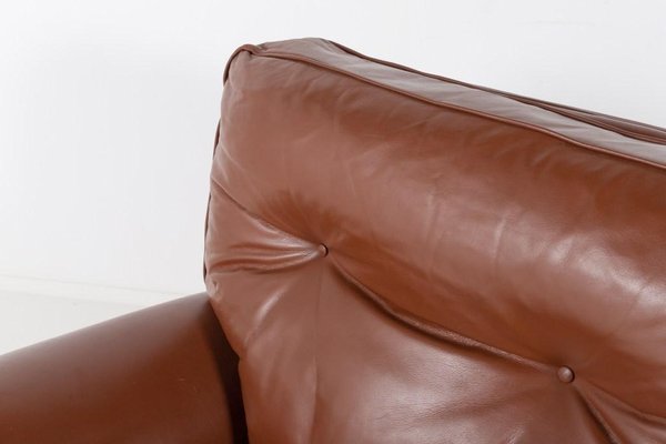 Brown Leather Club Armchairs, Italy, 1970s, Set of 2-KMC-1386499