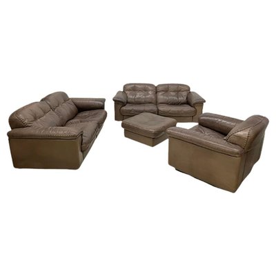 Brown Leather DS-101 Living Room Set from De Sede, 1970s, Set of 4-UCH-1437371