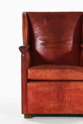 Brown Leather Easy Chair, Denmark, 1930s-SC-1416465