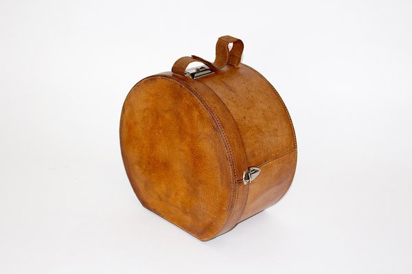 Brown Leather Hat Case, Austria, 1950s-NB-1356589