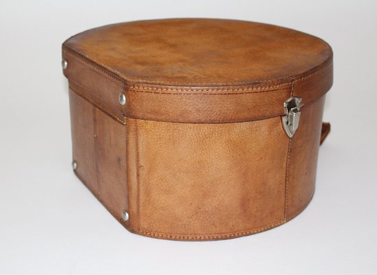 Brown Leather Hat Case, Austria, 1950s-NB-1356589