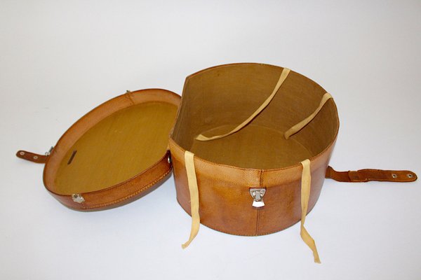 Brown Leather Hat Case, Austria, 1950s-NB-1356589