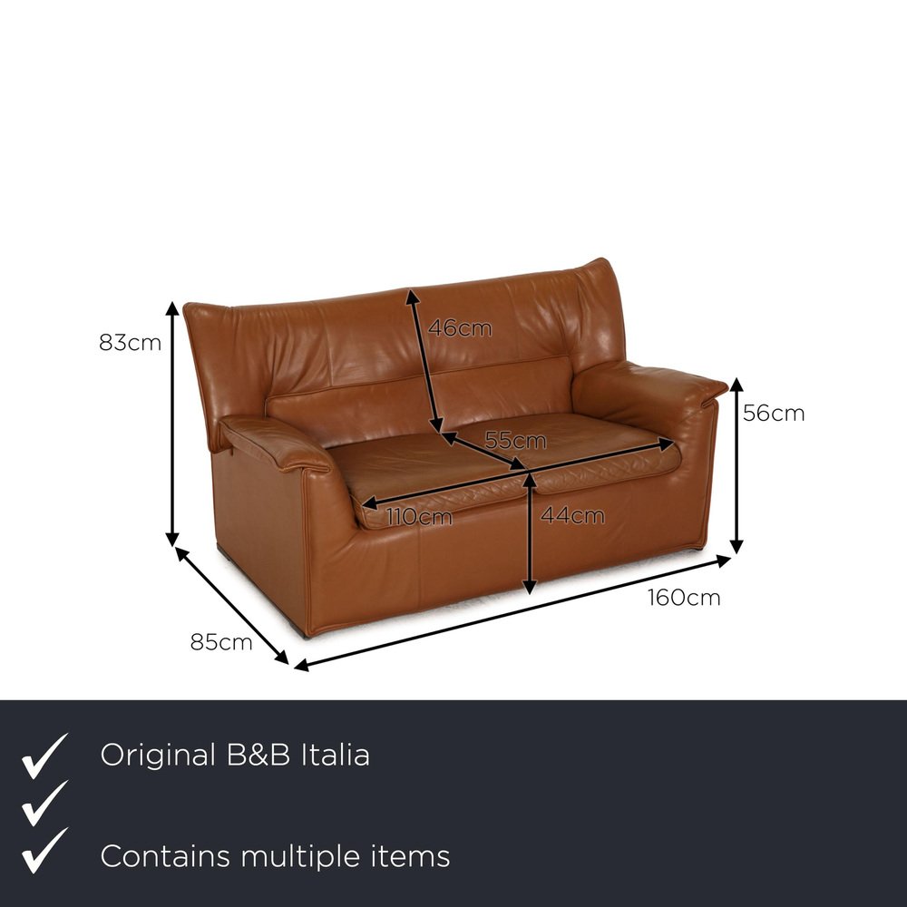 Brown Leather Lauriana Sofa & Armchair Set from B&B Italia, Set of 3