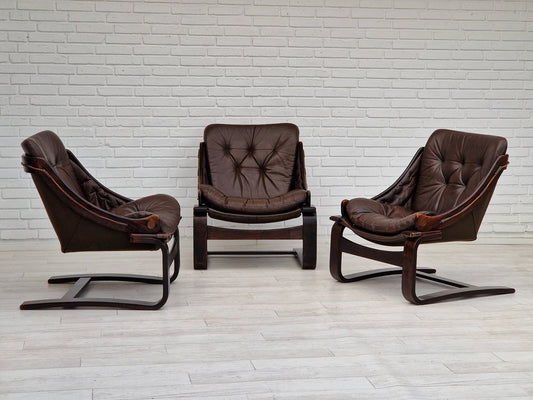 Brown Leather Lounge Chair by Ake Fribytter for Nelo Sweden, 1970s